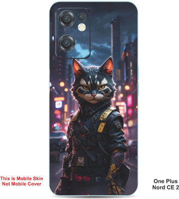 VYBE The Smart Choice One Plus Nord CE 2 Ninja Cat Embossed Mobile Skin(Bright Grey 38)