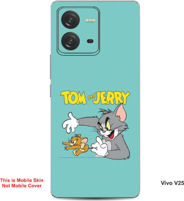 VYBE The Smart Choice Vivo V25 Tom & Jerry Embossed Mobile Skin(Lights Blue B3)