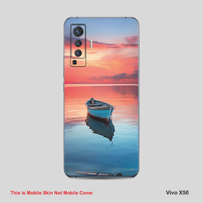 VYBE The Smart Choice Vivo X50 Art Mobile Skin Mobile Skin(Peachy Pink, Kashmir Blue A3)