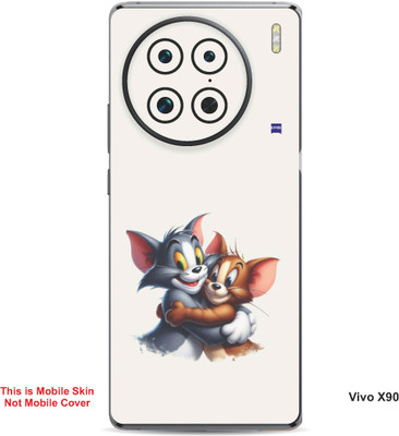 VYBE The Smart Choice Vivo X90 Tom & Jerry Embossed Mobile Skin(Soft Peach B14)