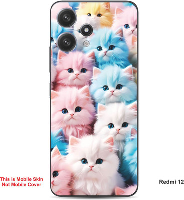 VYBE The Smart Choice Redmi 12 Cat Embossed Mobile Skin(Faded Pink 7)