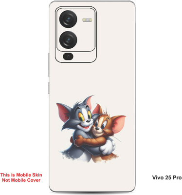 VYBE The Smart Choice Vivo 25 Pro Tom & Jerry Embossed Mobile Skin(Soft Peach B1)