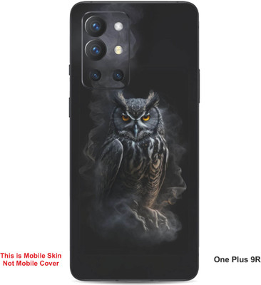 VYBE The Smart Choice One Plus 9R Owl Embossed Mobile Skin(Dark Black 27)