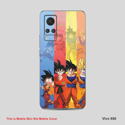 VYBE The Smart Choice Vivo X60 Goku Mobile Skin Mobile Skin(Cyan Blue, Red, Yellow A5)