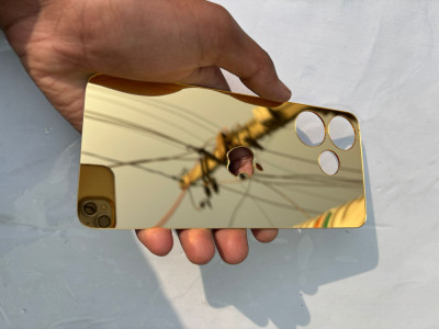 TWUAOP POCO M6 PRO 5G ACRYLIC MIRROR BACK PANNEL Mobile Skin(Gold)