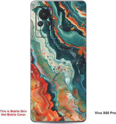 VYBE The Smart Choice Vivo X60 Pro Abstract Embossed Mobile Skin(Greenush Blue 11)