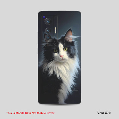 VYBE The Smart Choice Vivo X70 Cat Mobile Skin Mobile Skin(Dark Grey A7)