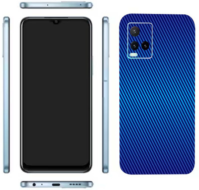 Pochanki Vivo Y33t Mobile Skin(Blue Carbon Fiber Skin With Glossy Matte Finish.)