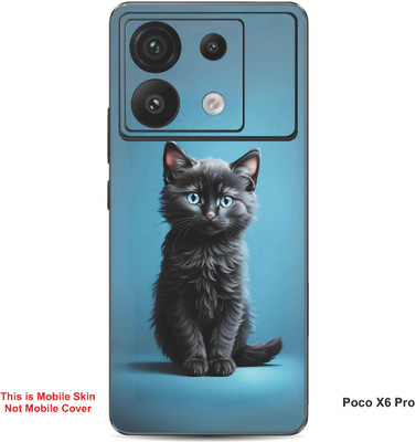 VYBE The Smart Choice Poco X6 Pro Cat Embossed Mobile Skin(Black & Blue 2)