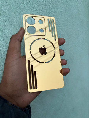 TWUAOP POCO X6 5G ACRYLIC MIRROR BACK PANNEL MERO APPLE Mobile Skin(Gold)