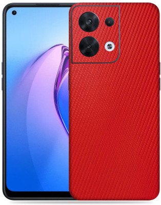 WeCre8 Skin's Oppo Reno 8 5G Mobile Skin(Red Carbon Fiber Mobile Skin With Cleaning Wipe)