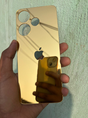 TWUAOP POCO M6 PRO 5G MIRROR BACK PANNEL ACRYLIC SHEET APPLE Mobile Skin(Gold)