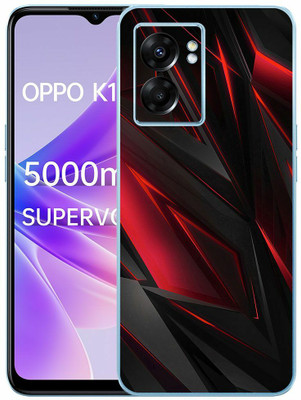 FCS OPPO K10 5G Printed Back skin Mobile Skin(Red Black Texture Skin)