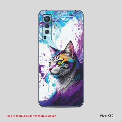 VYBE The Smart Choice Vivo X50 Cat Mobile Skin Mobile Skin(Purple-Magenta A3)