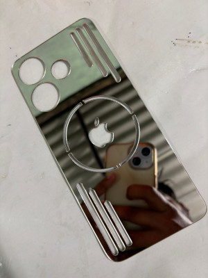 TWUAOP POCO M6 PRO 5G ACRYLIC MIRROR BACK PANNEL MERO APPLE Mobile Skin(Silver)
