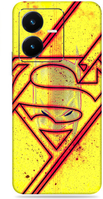 SkinoMania Vivo Y22 Mobile Skin(Multicolor Yellow Batman Logo)