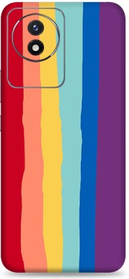 WeCre8 Skin's Vivo Y02 Mobile Skin(Rainbow Lines Multicolor Mobile Skin With Cleaning Wipe)