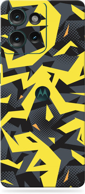 WeCre8 Skin's Motorola Edge 50 5G Mobile Skin(Yellow & Grey Abstract)
