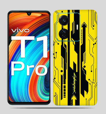 SkinoMania Vivo T1 Pro (5g) Mobile Skin(Dark-Yellow-Cyber Multicolor Mobile skin)