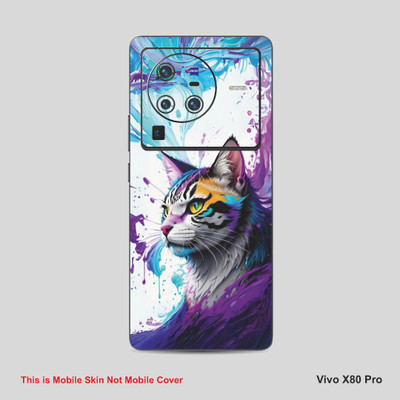 VYBE The Smart Choice Vivo X80 Pro Cat Mobile Skin Mobile Skin(Purple-Magenta A10)
