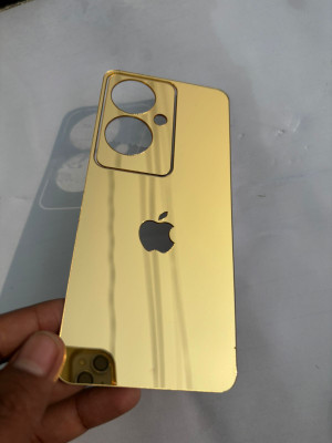 TWROP OPPO F25 PRO 5G ACRYLIC MIRROR APPLE LOGO Mobile Skin(Gold)