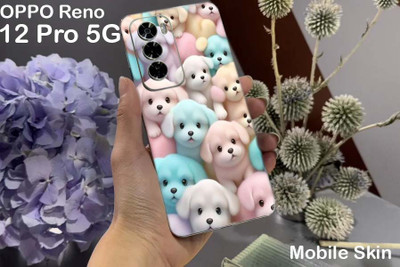 BugguSkin OPPO Reno 12 Pro 5G Mobile Skin(Ulltra Super Cute Pups Skin With High Matte Finish., Mobile Skin (Back+Side+Camera))