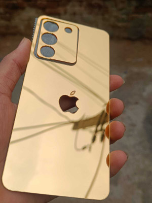 TWROP VIVO Y200 5G ACRYLIC MIRROR APPLE LOGO. Mobile Skin(Gold)