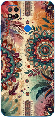 mehra Back Stickers For Poco C31 Rangoli Pattern 3D Full Coverage Premium Vinyl Mobile Skin(Multicolor)