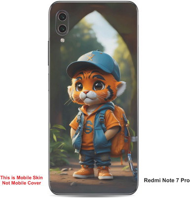 VYBE The Smart Choice Redmi Note 7 Pro Tiger Cartoon Embossed Mobile Skin(Ruddy Brown A1)