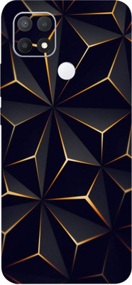 BUGGU OPPO A15s Mobile Skin(Ultra Super Dark Black Abstract Shape Skin With High Matte Finish.)