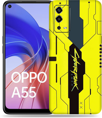 WeCre8 Skin's Oppo A55 Mobile Skin(Simple Yellow Cyber Multicolor Mobile Skin With Cleaning Wipe)
