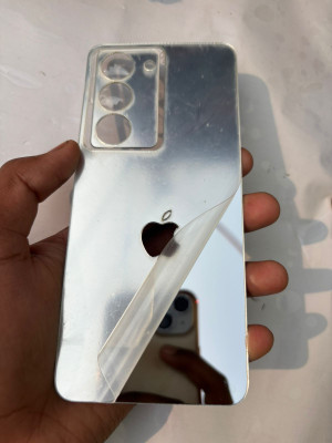 TWUAOP REALME 14X 5G MIRROR BACK PANNEL ACRYLIC SHEET APPLE Mobile Skin(Silver)