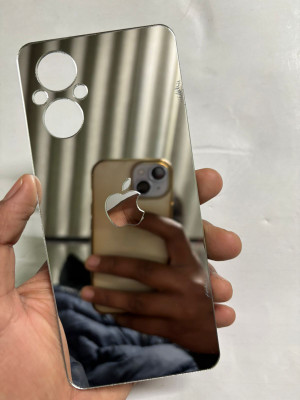 TWUAOP OPPO F21 PRO 5G MIRROR BACK PANNEL ACRYLIC SHEET Mobile Skin(Silver)