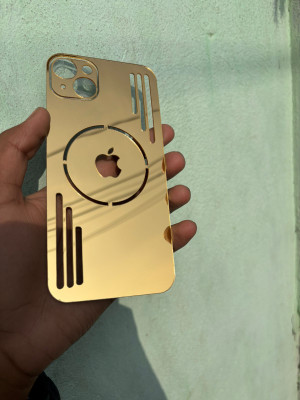TWUAOP I PHONE 14 PLUS ACRYLIC MIRROR BACK PANNEL MERO APPLE Mobile Skin(Gold)
