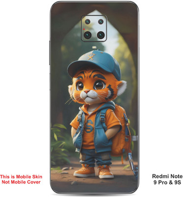 VYBE The Smart Choice Redmi Note 9 Pro Tiger Cartoon Embossed Mobile Skin(Ruddy Brown A1)