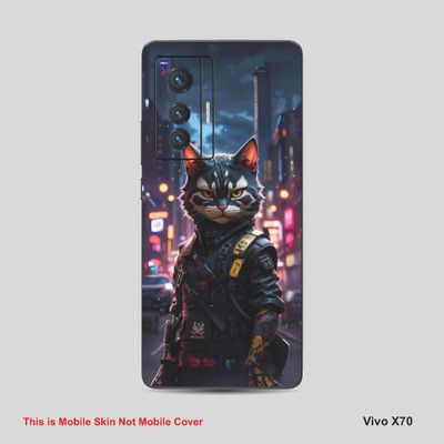 VYBE The Smart Choice Vivo X70 Anime Ninja Cat Mobile Skin Mobile Skin(Pinkish Purple, Dusty Grey A7)