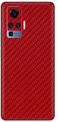 Vcare GadGets Vivo X50 Pro Mobile Skin(Fiber Carbon Red)