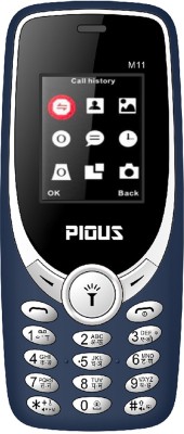 Pious M11 Dual Sim Mobile Phone with 3000 mAh Big Battery & Wireless FM Radio(Blue)