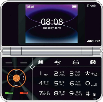 Amozkart New Rock Fold Mini Dual Sim Keypad Mobile with 2.8 Display Call & SMS(Silver)