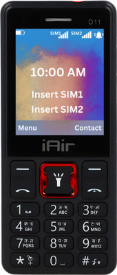 IAIR D11 Dual Sim Keypad Phone | 1000 mAH Battery & Big 1.77 Inch Display(Black, Red)