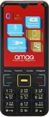 amaq 4G/VOLTE supported Dual Sim, Touch and Keypad mobile(Black, Gold)