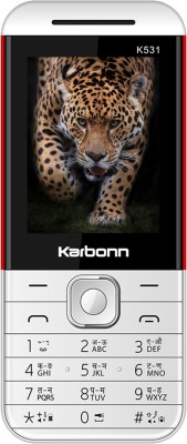 KARBONN K531 Dual Sim Keypad Phone|1750 mAh Battery|0.3MP Camera|Expandable Upto 32 GB(White & Red)