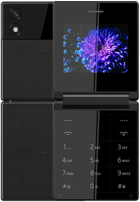 itel Flip 1 Keypad Mobile with Type C Charging| Leather Back | 1200 mAh Battery(Black)