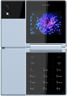 itel Flip 1 Keypad Mobile with Type C Charging| Leather Back | 1200 mAh Battery(Light Blue)