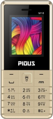 Pious M18 Dual Sim Mobile Phone with 3000 mAh Big Battery & Wireless FM Radio(Gold)