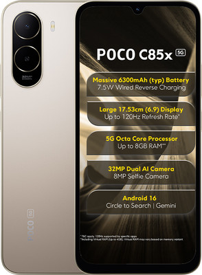 POCO C85x (Sunset Gold, 128 GB)(4 GB RAM)