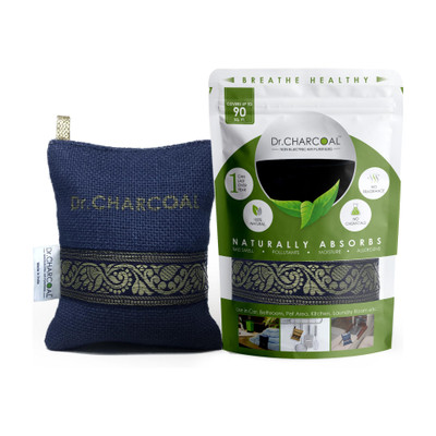 Dr. CHARCOAL Car Air Purifier Bag to remove Bad Smell & Moistures (Classic Neel, 200g) Portable Car Air Purifier(Blue)
