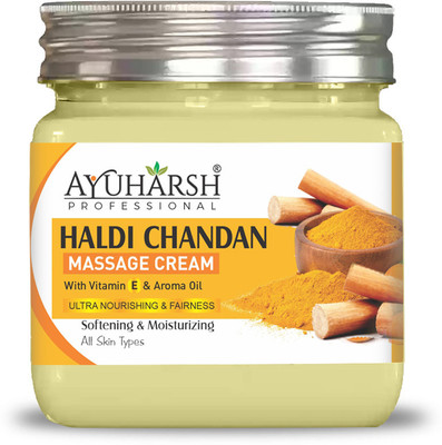 Ayuharsh Haldi Chandan Massage Cream with Vit E, Turmeric and Sandalwood for Glowing Skin(500 ml)