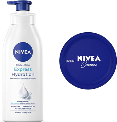 NIVEA EXPRESS HYDRATION BODY LOTION 400 ML & CREME 200 ML(600 ml)