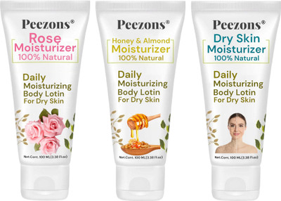 Peezons Rose With Honey & Almond With Dry Skin Body Lotion For Smooth Skin In Sumer(300 ml)
